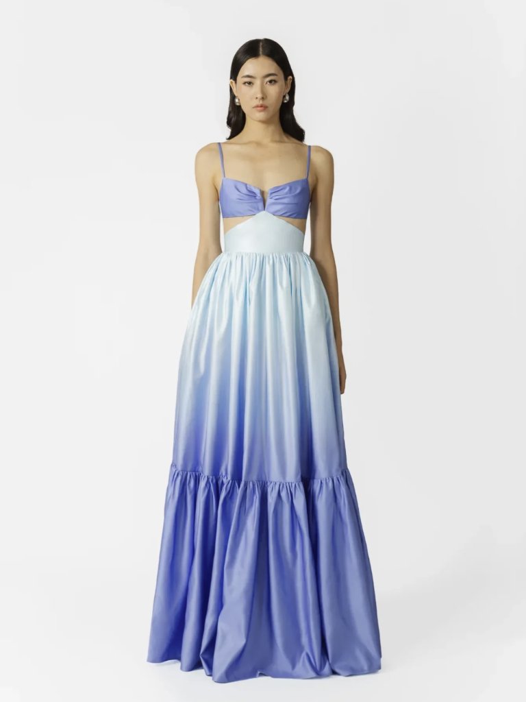 Sau Lee Nova Satin Gown, Blue Ombre Size 8